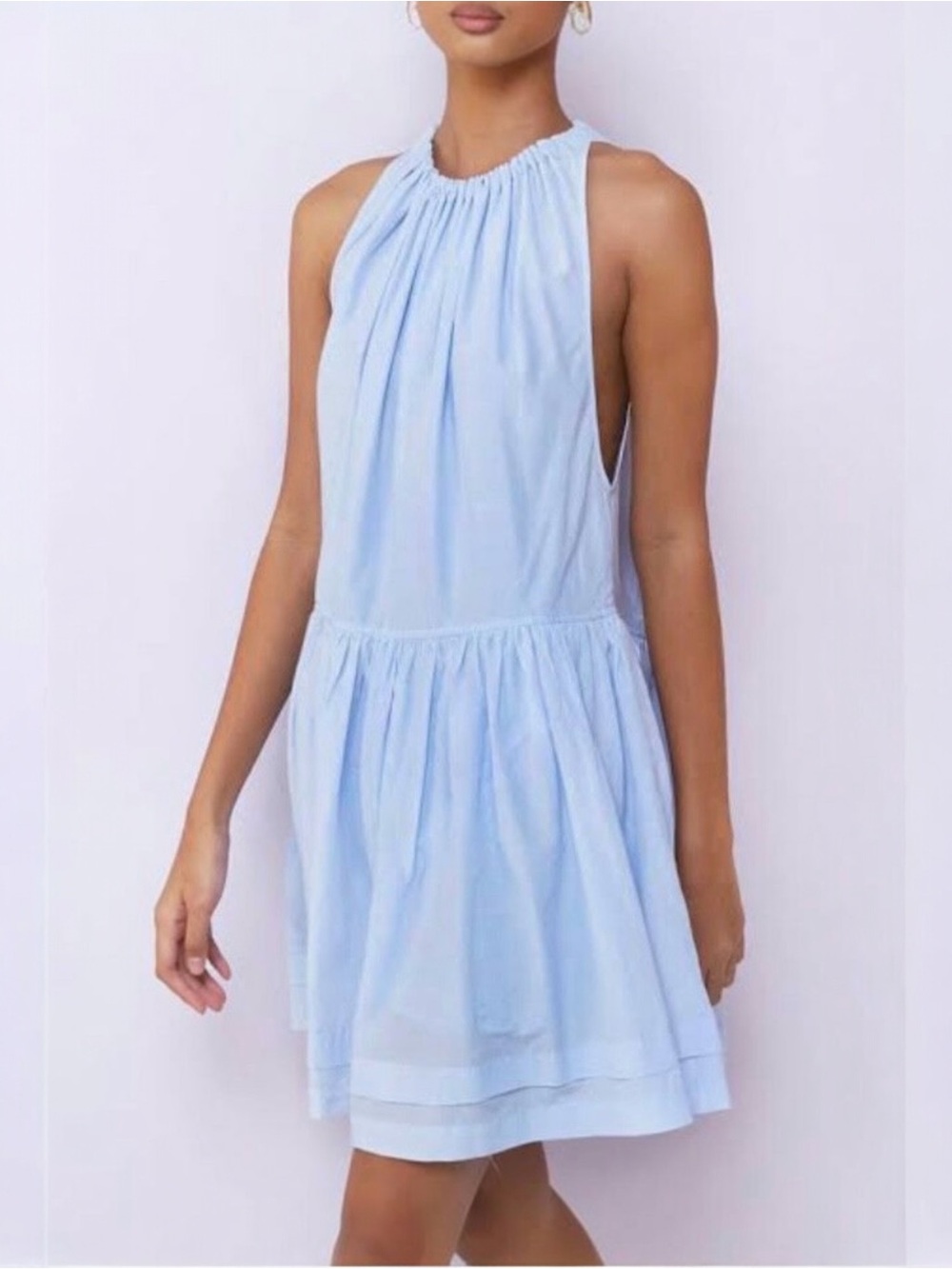 New! MAGALI PASCAL Blue Suzane Silk Cotton Blend Dress Size XS